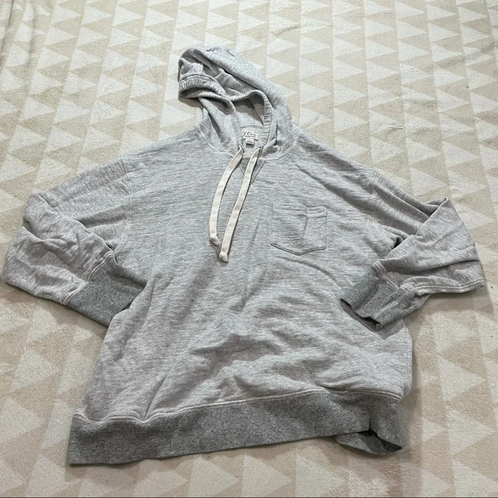 J crew vintage cotton terry relaxed hoodie two tone